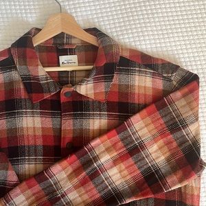 Ben Sherman, XL, Orange/Brown, Flannel Jacket, Heavyweight, Snap Button